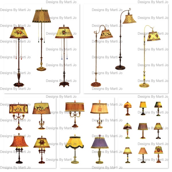 Vintage Electric Lamps | Vintage Lights Clipart | Instant Download | Commercial Use OK | VC57