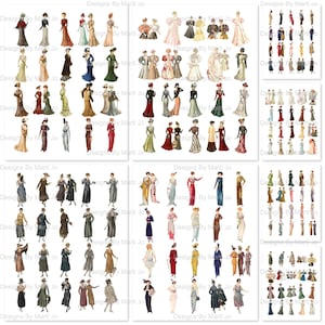 大規模なヴィンテージ ファッション JPG 画像スーパー バンドル | 8 枚の JPG シート (ファイル) に印刷可能な 160 枚のアンティーク女性ファッション画像 | JPG3