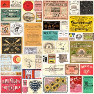 Vintage Products Labels Kit 4 | 50 Printable Antique Product Labels | BONUS: 2 Sheets Of 25 Labels Each | Old Labels | VL34