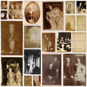 Conjunto de 2 fotografías antiguas de fantasmas, sesiones espiritistas, fenómenos paranormales y espíritus. 20 archivos JPG antiguos paranormales imprimibles. Descarga digital instantánea. VP39