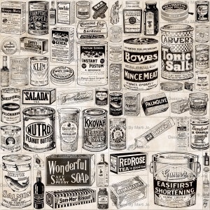Vintage Lebensmitteleinzelhandel Overlays | 60 einzelne PNG-Dateien von Lebensmittelgeschäftprodukten | BONUS: Zwei 8,5 x 11 PNGs Aller Bilder (5x6) | PNG36