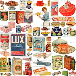 50 arquivos PNG de clipart de publicidade vintage conjunto 1 | Clipart de anúncios de revistas antigas | BÔNUS: Dois Jpgs de 8,5 x 11 de todas as imagens (5x5) | VC142