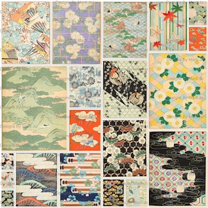 Padrões de aquarela japonesa vintage | 20 páginas de papel de parede japonês antigo para impressão | Download digital japonês | Uso comercial OK | JJ86