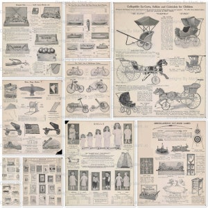 10 páginas de catálogo de brinquedos vintage para impressão JPG, conjunto 2 | Conjunto de papel para brinquedos vintage econômico | Download instantâneo | Uso comercial OK | JJ85