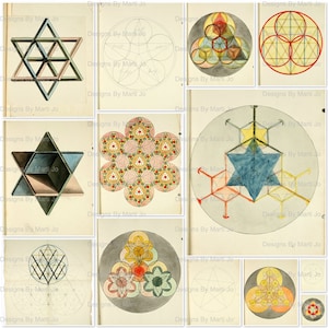 Papel para impressão de geometria sagrada vintage | 13 formas geométricas vintage | Páginas JPG para impressão | Download instantâneo | Uso comercial OK | JJ38