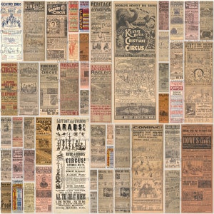 Vintage circusflyers | 50 afdrukbare vintage circusstrooibiljetten | JPG-bestanden | VC146