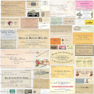 50 Vintage Visitenkarten | Druckbare antike JPG alte Visitenkarten | Sofortiger digitaler Download | JJ42