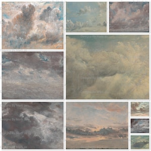 Papel Digital Vintage Cloud Printable | Junk Journal Digikit | Download Instantâneo | Uso Comercial OK | JJ110