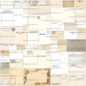 Vintage Blanko Postkartenrückseiten Set 2 | 50 druckbare antike leere Postkarten | Enthält 5x10 JPG / PDF aller Bilder | Digitaler Download | JJ106