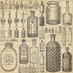 Conjunto de Garrafas e Jarras Vintage 2 | Arquivos PNG de Clipart de Garrafa Antiga | Download Instantâneo | Uso Comercial OK | VC89