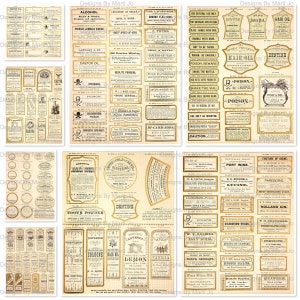 Antique Apothecary Labels, Pharmacy & Chemist Stickers for Bathroom Décor,  Medicine Cabinets, Halloween Decorations and Journals, 371Q 