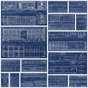 Conjunto de papel para plantas de desenhos de trens antigos | 15 páginas JPG de vagões ferroviários antigos para impressão | Download digital instantâneo | Uso comercial OK | JJ125