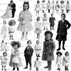 Vintage Fussy Schnitt Kinder | 25 Kinder Fotografien Digitale PNG-Dateien | BONUS: Ein 8,5 x 11 Jpg und ein Pdf aller Bilder (5x5) | VP56
