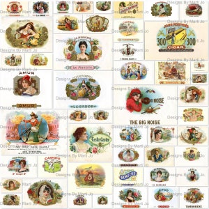 Vintage Cigar Labels Set 2 | 50 Digital Vintage Labels | Individual JPG Files With Bonus JPG And PDF Sheets | Instant Download | VL68