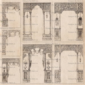 Vintage Doorway And Window PNG Overlays | 17 Vintage Door And Window Collage Pages | Instant Download | Commercial Use OK | PNG4