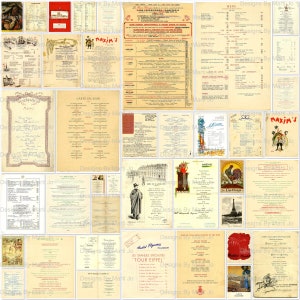 40 vintage Frans restaurantmenu JPG-pagina's | Afdrukbare antieke menu's kortstondig | Directe digitale download | Commercieel gebruik OK | JJ84
