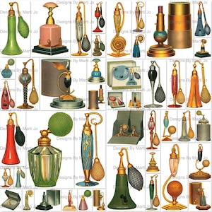 Vintage Parfüm Flaschen Clipart | Alte Parfüm Flasche PNG Dateien | Sofortiger digitaler Download | Gewerblicher Gebrauch OK | VC155
