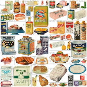 50 arquivos PNG de clipart de publicidade vintage conjunto 3 | Clipart de anúncios de revistas antigas | BÔNUS: Dois Jpgs de 8,5 x 11 de todas as imagens (5x5) | VC148