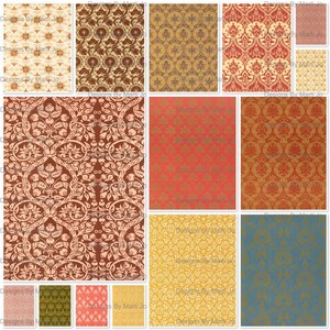 Papel com Padrão Vintage | 15 Papéis Coloridos para Diários ou Álbuns de Recortes | Páginas JPG 8,5 X 11 | Download Instantâneo | Uso Comercial OK | JJ139