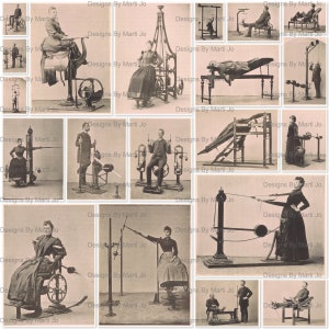 Vintage Weird Exercise Machines | Printable Wacky Exercise Machines | BONUS: One 8.5 x 11 Jpg Of All Images (4x5) | Instant Download | VP70