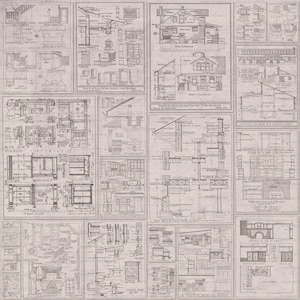 Vintage Architecture Drawings PNG Overlays Set 2 | 20 Vintage Architectural Print Drawings Pages | Vintage House Plan Pictures | PNG34