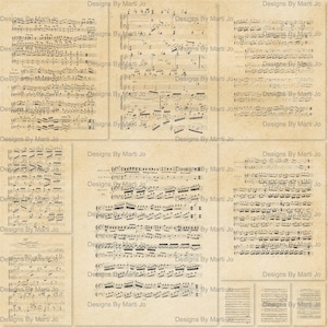 Conjunto de superposiciones de partituras antiguas 1/10 Imágenes PNG de fondo de partituras de canciones antiguas transparentes / Descarga instantánea / Uso comercial OK / PNG13