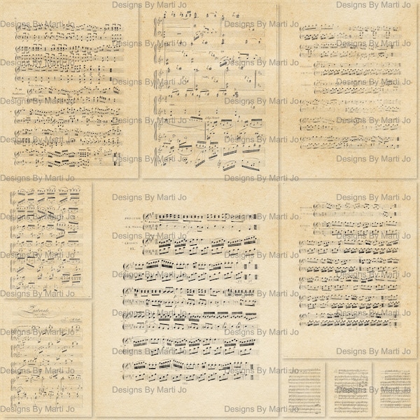 Old Sheet Music Overlays Set 1 | 10 Vintage Transparent Musical Scores Background PNG Images | Instant Download | Commercial Use OK | PNG13