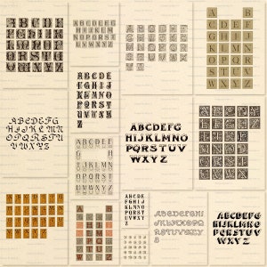 Conjunto de letras do alfabeto completo vintage digital extravagante para impressão 2 | PNG transparente | Conjuntos de letras ornamentadas antigas | Download instantâneo | VC150