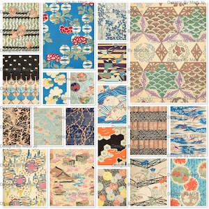 Padrões de aquarela japonesa vintage | 20 papéis de parede japoneses antigos para impressão, conjunto 2 | Download digital | Uso comercial OK | JJ131