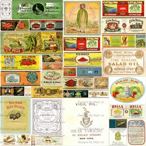 Kit de rótulos de vegetais vintage 2 | 40 rótulos de alimentos vintage para impressão | Rótulos de latas antigas | Download digital instantâneo | Uso comercial OK | VL42
