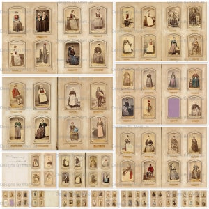 14 Vintage druckbare Kabinett Karte Album Seiten | Colorisierte gerahmte Carte De Visite Sheets | Sofortdownload | Gewerblicher Gebrauch OK | JJ90