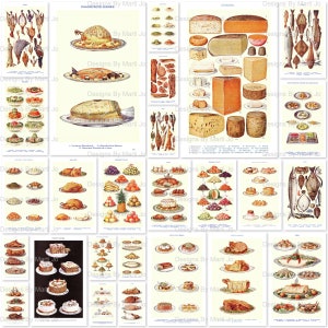 Arredamento cucina retrò / Collezione di 26 poster di cibo vintage stampabili / Pacchetto download digitale / Stampe artistiche da parete / VPO10