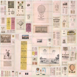 50 Páginas JPG de Scrapbook de Balões de Ar Quente Vintage | Ephemera de Balões Digitais Vintage | Download Instantâneo | Uso Comercial OK | JJ58