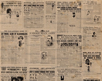 Vintage Newspaper Murder Front Page Overlay Junk Journal Kit | 15 Printable Killer Newspaper Transparent PNGs | Instant Download | TC28