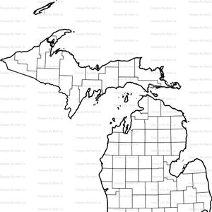 Mappa stampabile del Michigan / Mappa stampabile della contea MI / Download digitale PDF / MAP26