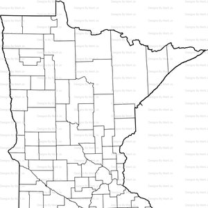 Carte imprimable du Minnesota | Carte imprimable du comté de MN | Téléchargement numérique PDF | MAP25