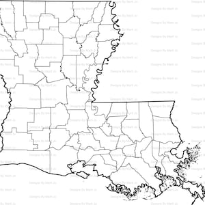 Carte imprimable de la Louisiane | Carte imprimable du comté de LA | Téléchargement numérique PDF | CARTE17
