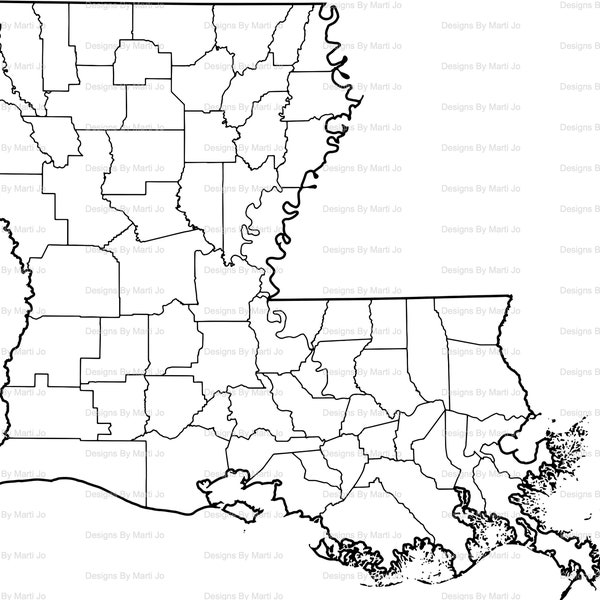 Printable Louisiana Map | Printable LA County Map | Digital Download PDF | MAP17