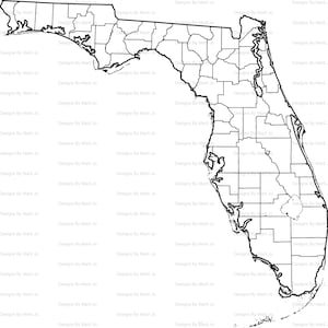 Mappa stampabile della Florida / Mappa stampabile della contea FL / Download digitale PDF / MAP13