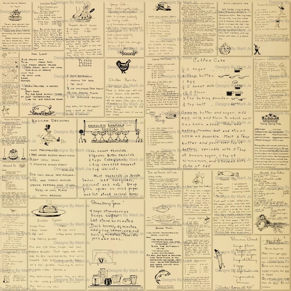 35 Vintage Handwritten Recipe PNG Overlays | Printable Antique Cookbook Ephemera | Instant Digital Download | Commercial Use OK | PNG39