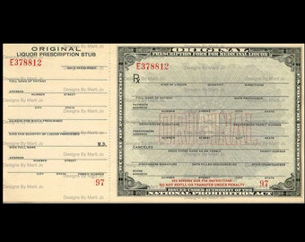 Rare Printable Liquor Prescription Form | Vintage Prohibition Whiskey Prescription JPG, PNG and PDF | Instant Download | VL31