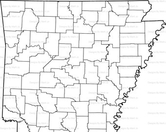 Arkansas County Map Printable Printable Arkansas Map Printable Ar County Map Digital - Etsy