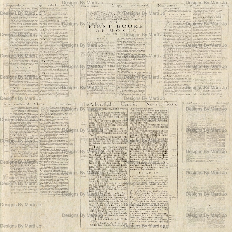 KJV Old Bible Pages Overlays | 10 Vintage Printable Bible Pages From Genesis | Transparent Background Overlay PNG Images | PNG23 image 1