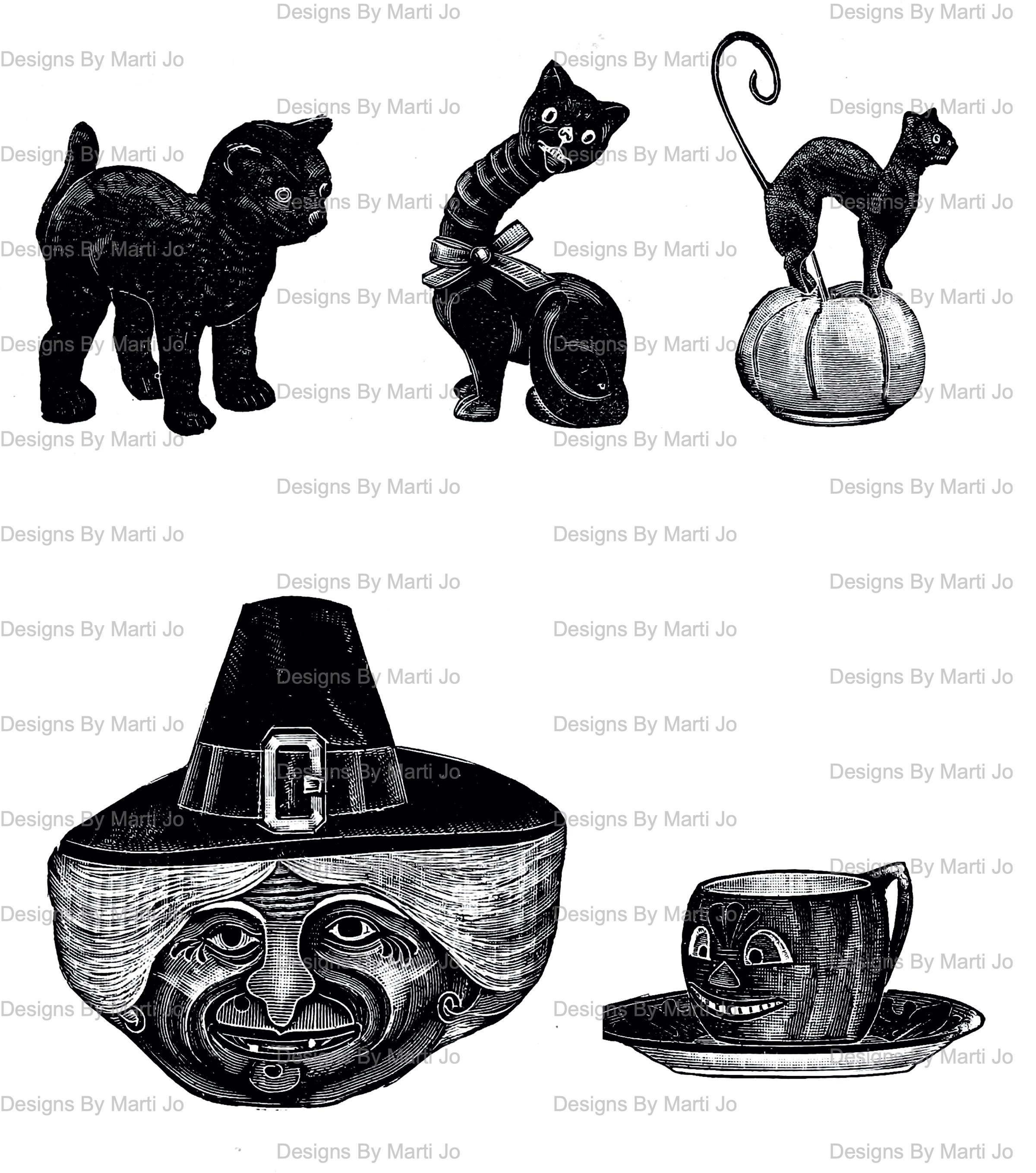 Printable Vintage Halloween Clipart 1 Vintage Halloween - Etsy