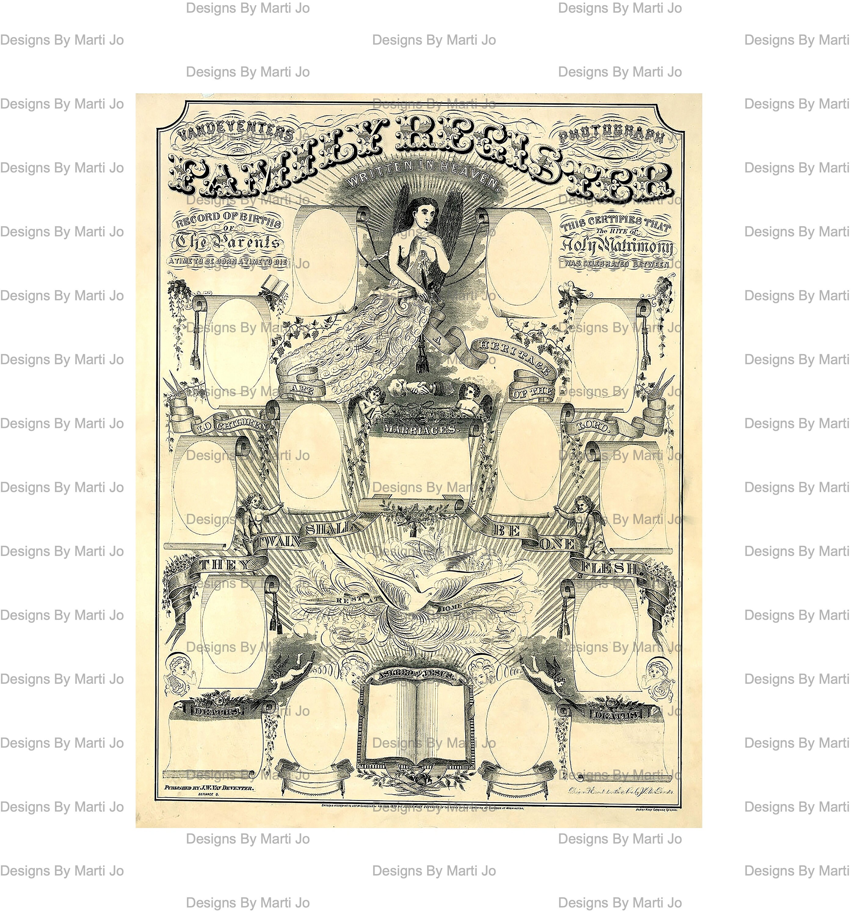Antique Family Tree Chart Vintage Family Record Poster - Etsy España