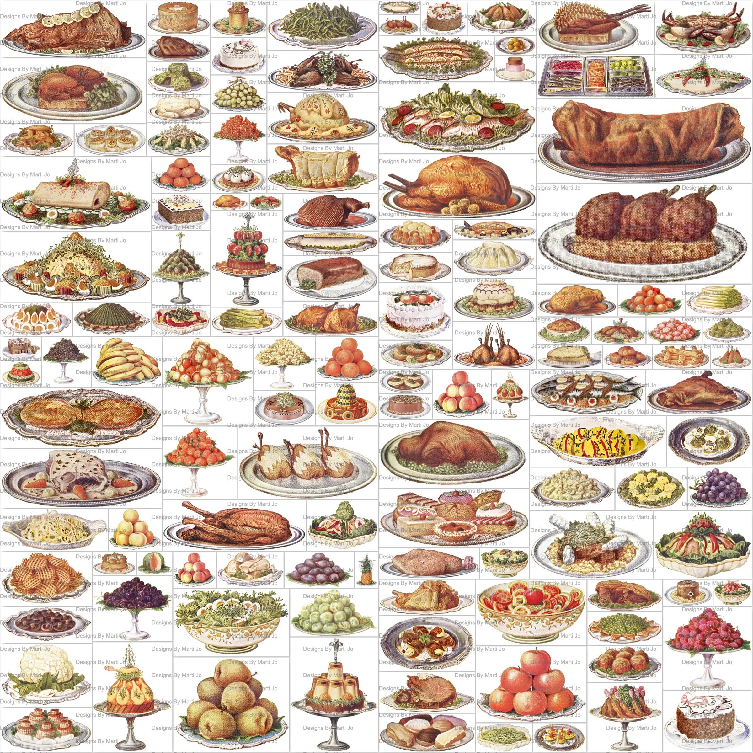 134 Vintage Food Clipart PNG Meat Fish Fruit Vegetable Etsy Australia