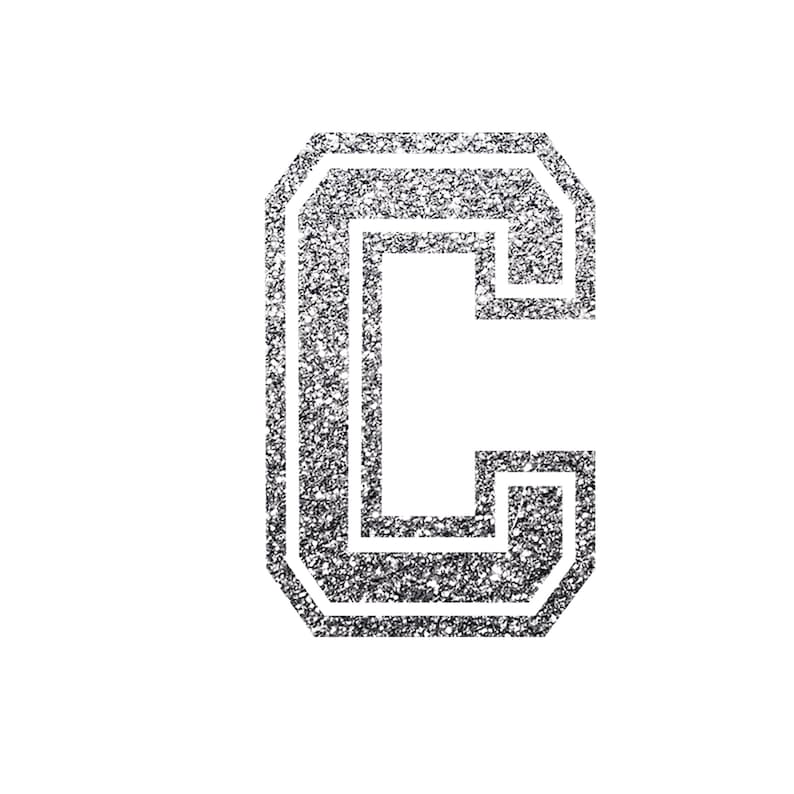 silver glitter varsity letters digital clipart printable