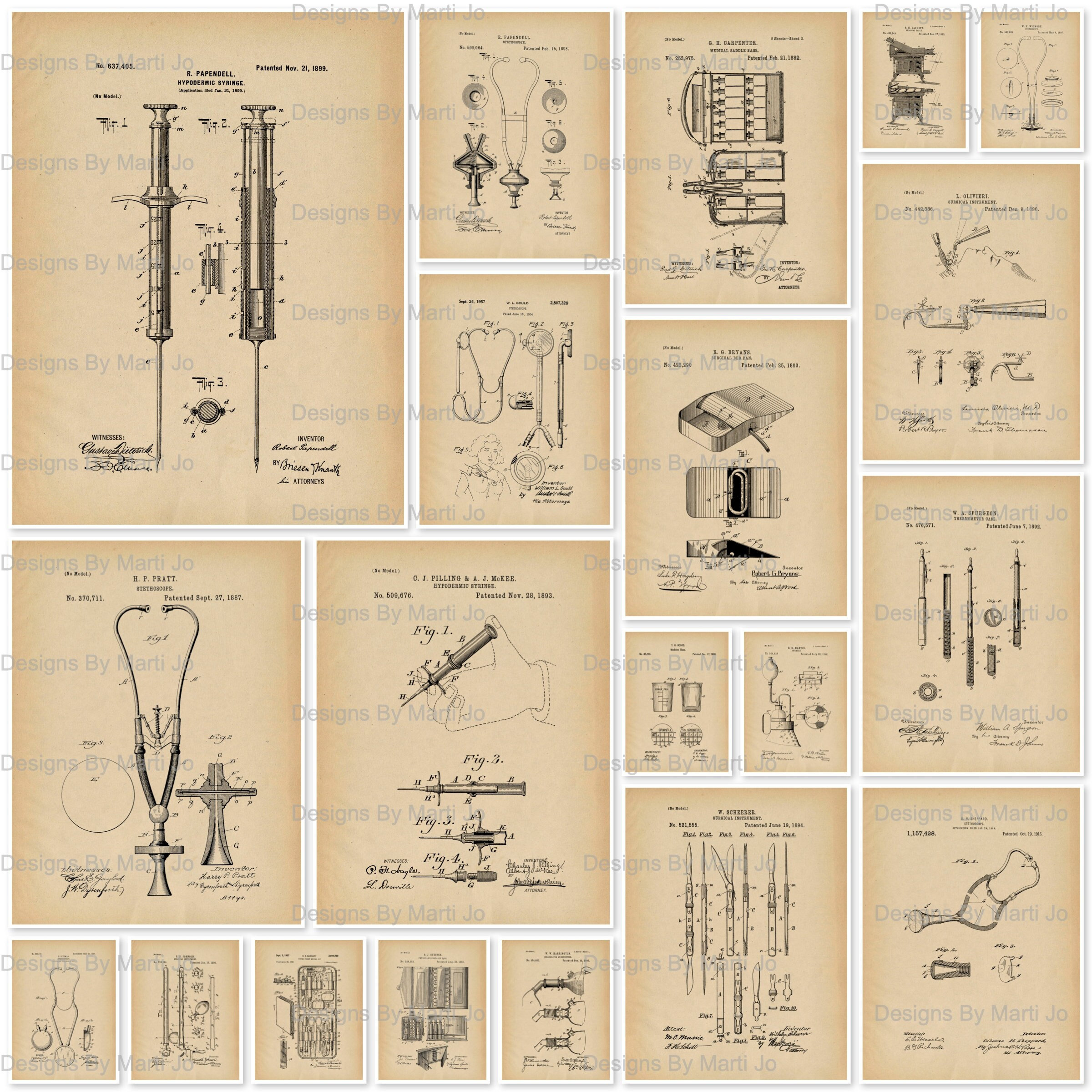 Vintage Medical Device Patent Prints | 20 Each 8.5 X 11 Regular
