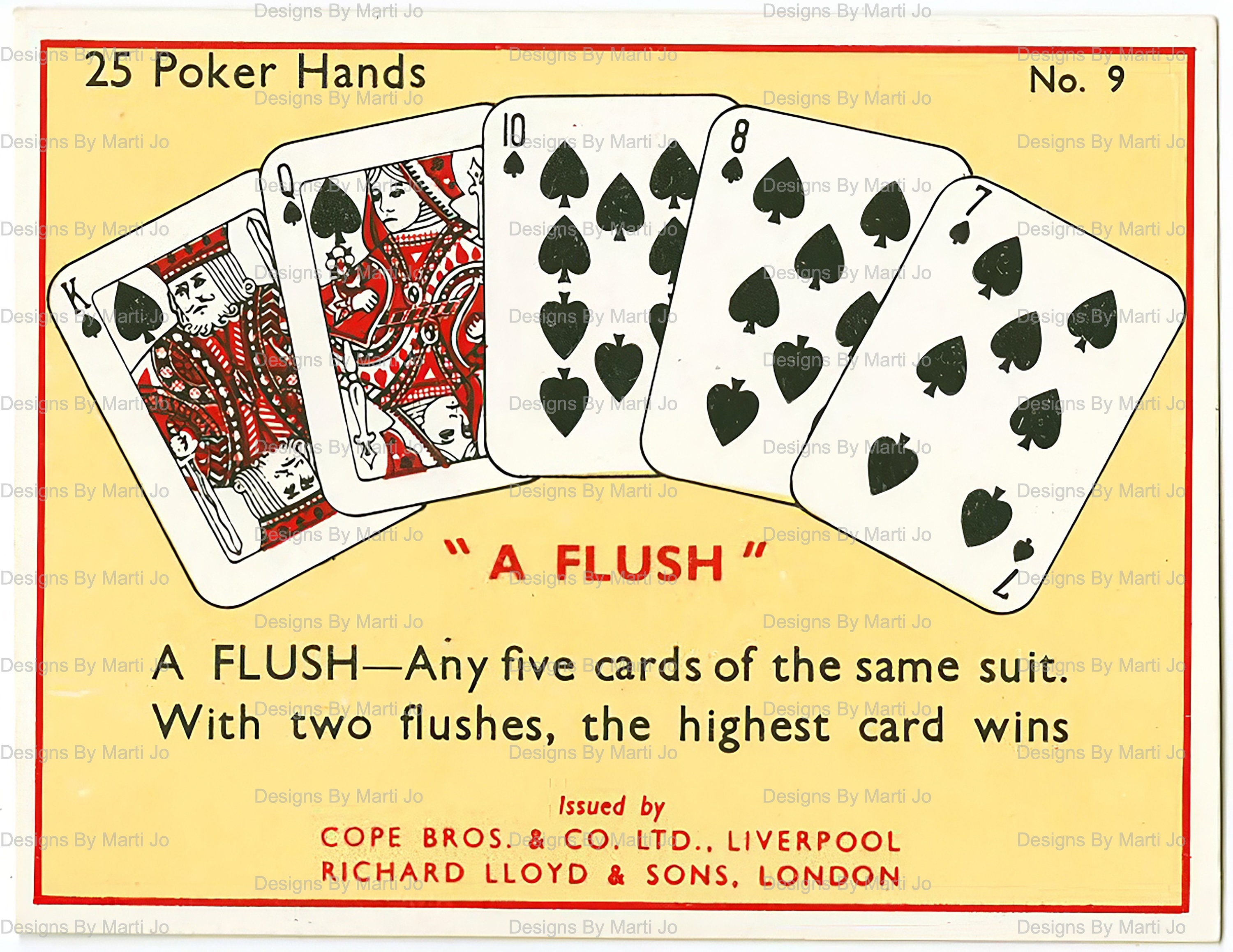 Trade Hand Examples 25 Vintage Poker Hand Example Trade Cards | Printable Poker Hands Jpgs ...