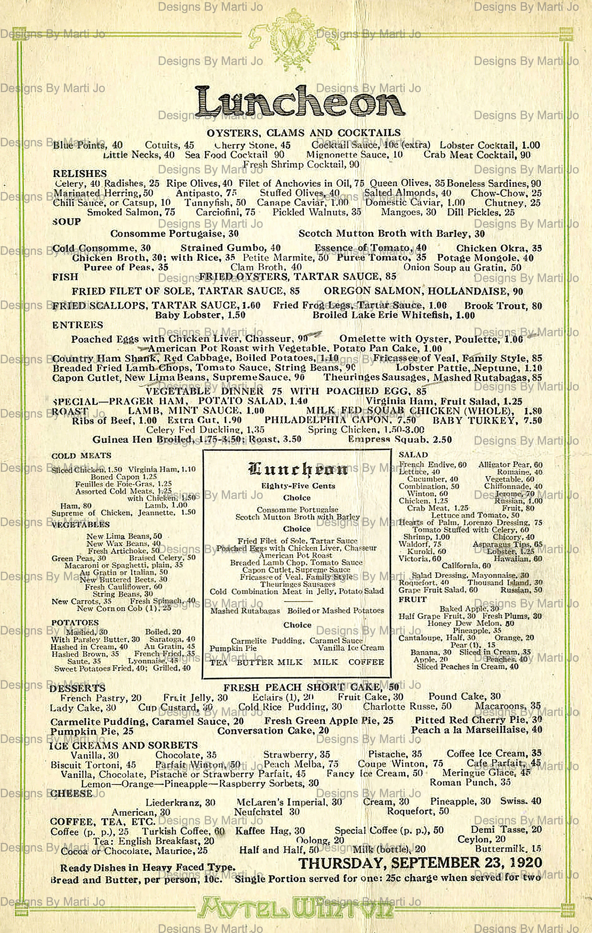 Vintage 1920s Restaurant Menus Bundle | Printable Ephemera Pack ...